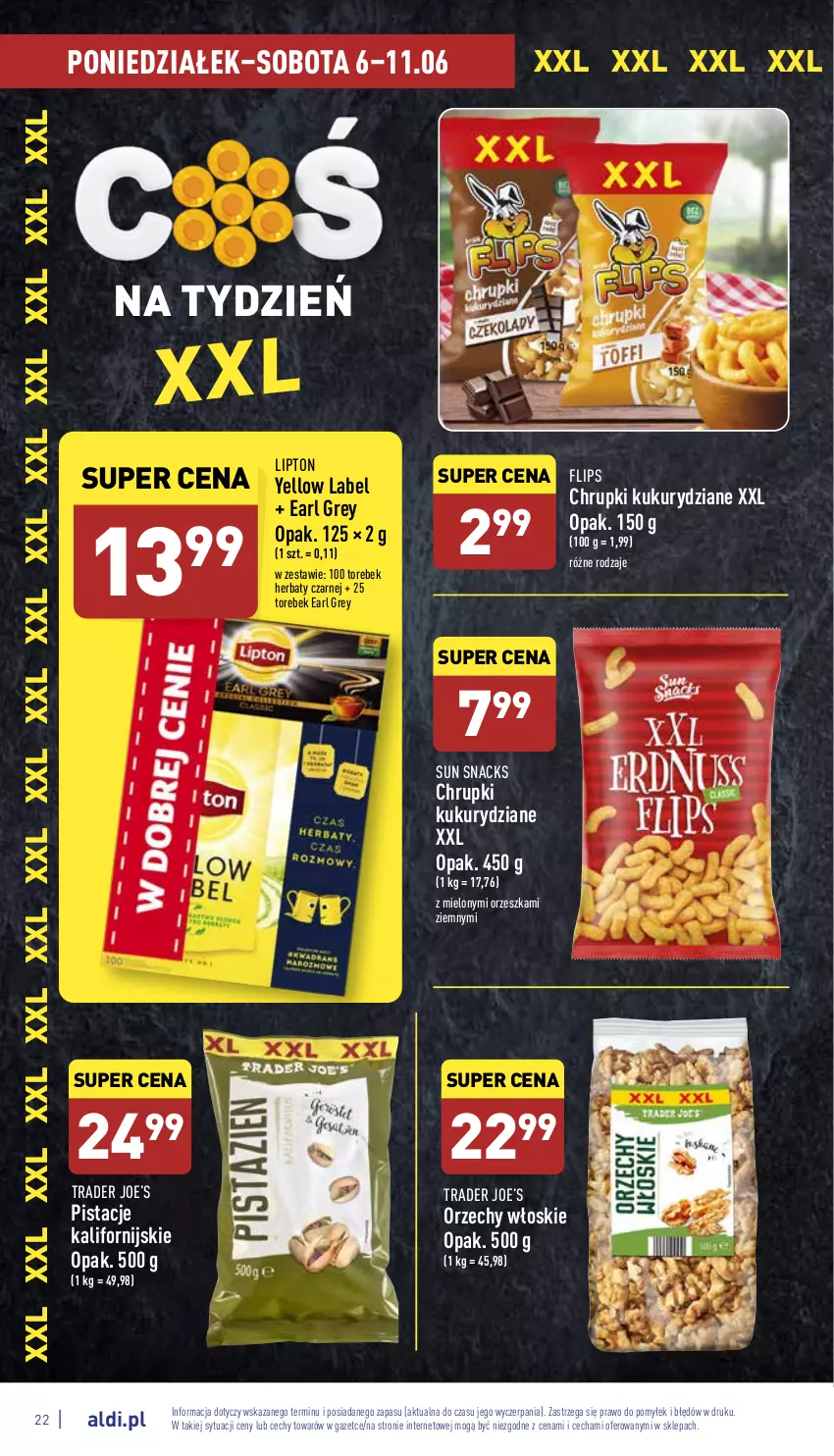 Gazetka promocyjna Aldi - Pełny katalog - ważna 06.06 do 11.06.2022 - strona 22 - produkty: Chrupki, Earl Grey, Lipton, Orzechy włoskie, Pistacje