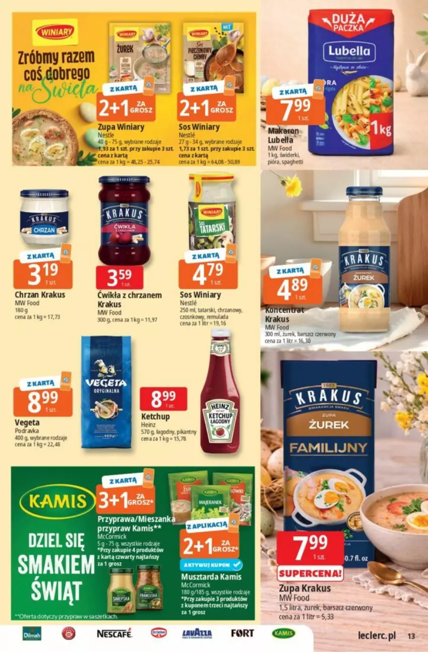 Gazetka promocyjna E Leclerc - ważna 26.03 do 04.04.2026 - strona 37 - produkty: Chrzan, Gin, Heinz, Kamis, Ketchup, Krakus, Mus, Musztarda, Vegeta, Winiary, Zupa