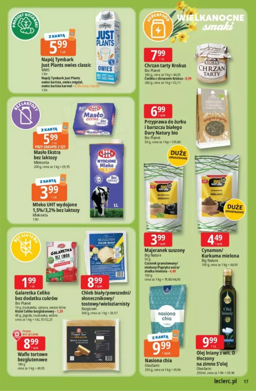 Gazetka promocyjna E Leclerc - ważna 26.03 do 04.04.2026 - strona 41 - produkty: Chia, Chleb, Chrzan, Fa, Gala, Galaretka, Gra, Kisiel, Krokus, Kurkuma, Masło, Mleko, Napój, Olej, Oleo, Oleofarm, Owoce, Papryka, Tymbark, Wafle, Wafle tortowe