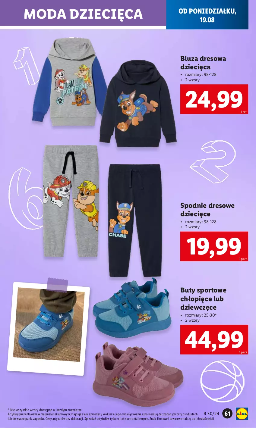 Gazetka promocyjna Lidl - KATALOG GOTOWI DO SZKOŁY - ważna 22.07 do 31.08.2024 - strona 63 - produkty: Bluza, Bluza dresowa, Buty, Dres, Dzieci, Moda, Por, Spodnie, Spodnie dresowe, Sport