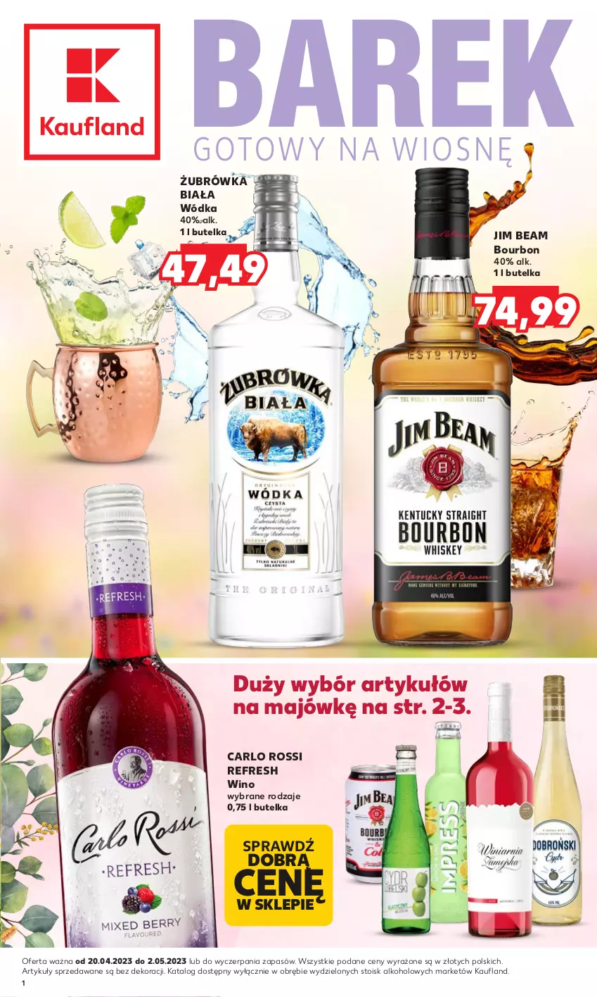 Gazetka promocyjna Kaufland - Barek Kauflandu - ważna 20.04 do 02.05.2023 - strona 1 - produkty: Bourbon, Carlo Rossi, Jim Beam, Wino, Wódka