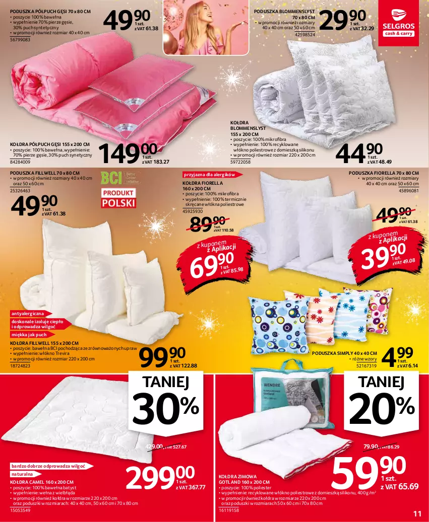 Gazetka promocyjna Selgros - Oferta przemysłowa - ważna 27.12 do 05.01.2021 - strona 11 - produkty: Kołdra, LG, Poduszka, Wełna