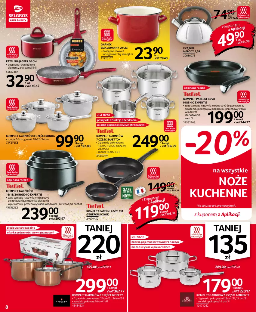 Gazetka promocyjna Selgros - Oferta przemysłowa - ważna 27.12 do 05.01.2021 - strona 8 - produkty: Czajnik, Garnek, Lody, Miarka, Noż, Patelnia, Piec, Piekarnik, Pokrywa, Rondel, Ser, Stół