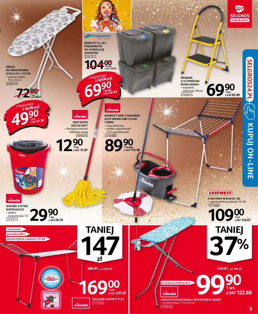 Gazetka promocyjna Selgros - Oferta przemysłowa - ważna 27.12 do 05.01.2021 - strona 9 - produkty: Asus, Deska do prasowania, Drabina, Mop, Pojemnik, Sok, Suszarka, Top, Wiadro, Wkład do mopa