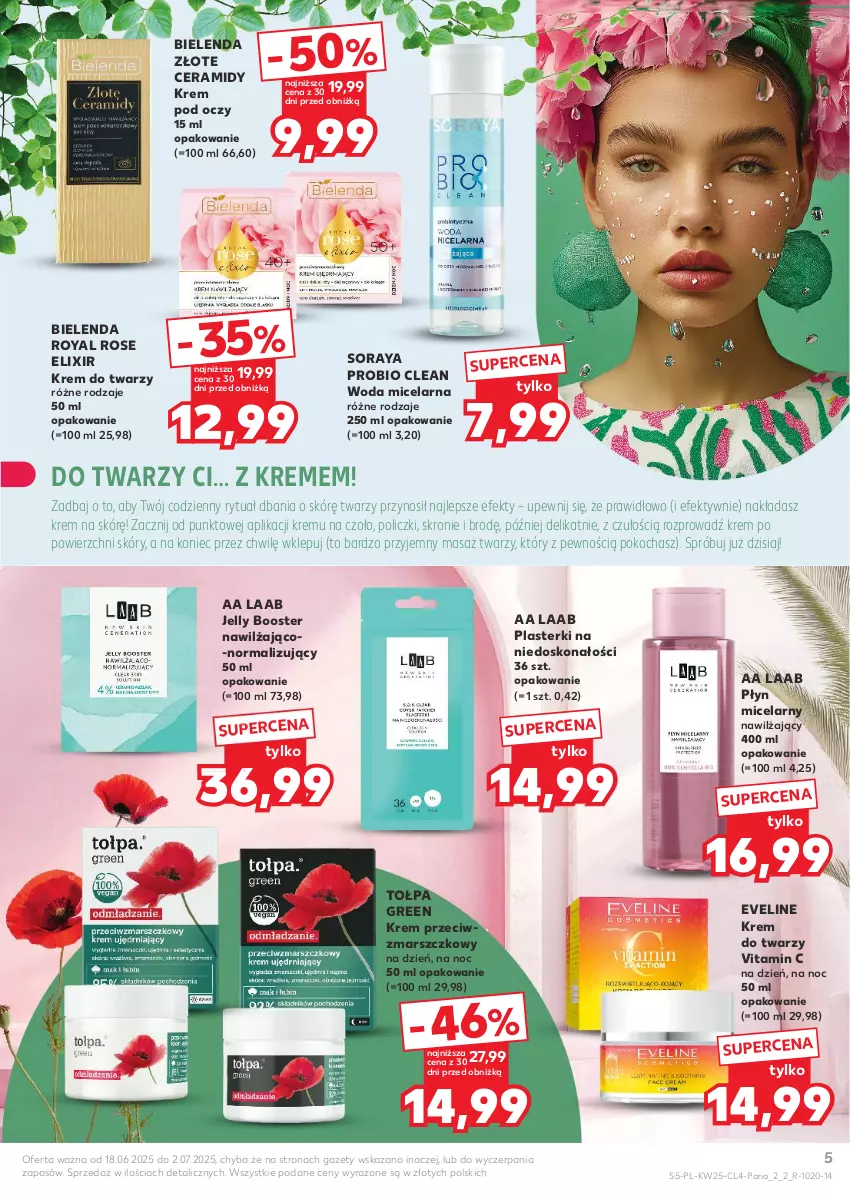 Gazetka promocyjna Kaufland - Kaufland - ważna 18.06 do 02.07.2025 - strona 5 - produkty: Bielenda, Booster, Eveline, Koc, Krem do twarzy, Krem pod oczy, Krem przeciwzmarszczkowy, Mars, Plasterki, Płyn micelarny, Tołpa, Woda, Woda micelarna