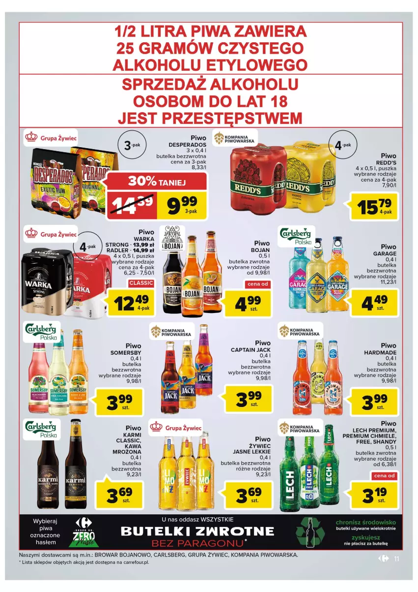 Gazetka promocyjna Carrefour - Gazetka Market - ważna 31.05 do 11.06.2022 - strona 11 - produkty: Carlsberg, Desperados, Gra, Karmi, Kawa, Lech Premium, Piwa, Piwo, Radler, Redd's, Somersby, Warka