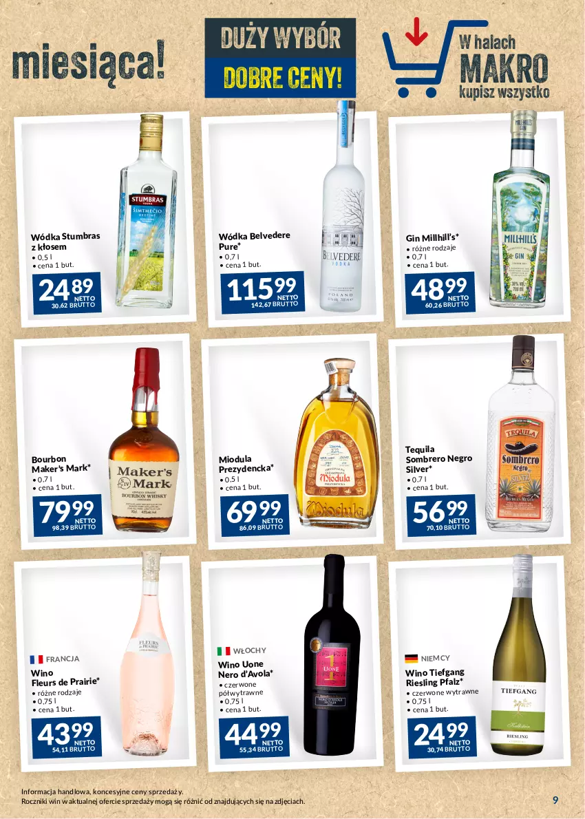 Gazetka promocyjna Makro - Najlepsze oferty - oferta z alkoholem - ważna 19.09 do 16.10.2023 - strona 9 - produkty: Bourbon, Fa, Gin, Pur, Tequila, Wino, Wódka