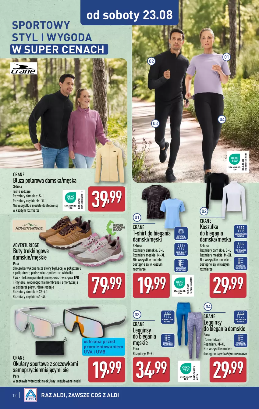 Gazetka promocyjna Aldi - Artykuły przemysłowe i tekstylia - ważna 20.08 do 23.08.2025 - strona 12 - produkty: Bluza, Bluza polarowa, Buty, Gin, Kosz, Koszulka, Legginsy, LG, Mop, Por, Sport, T-shirt, Woreczek
