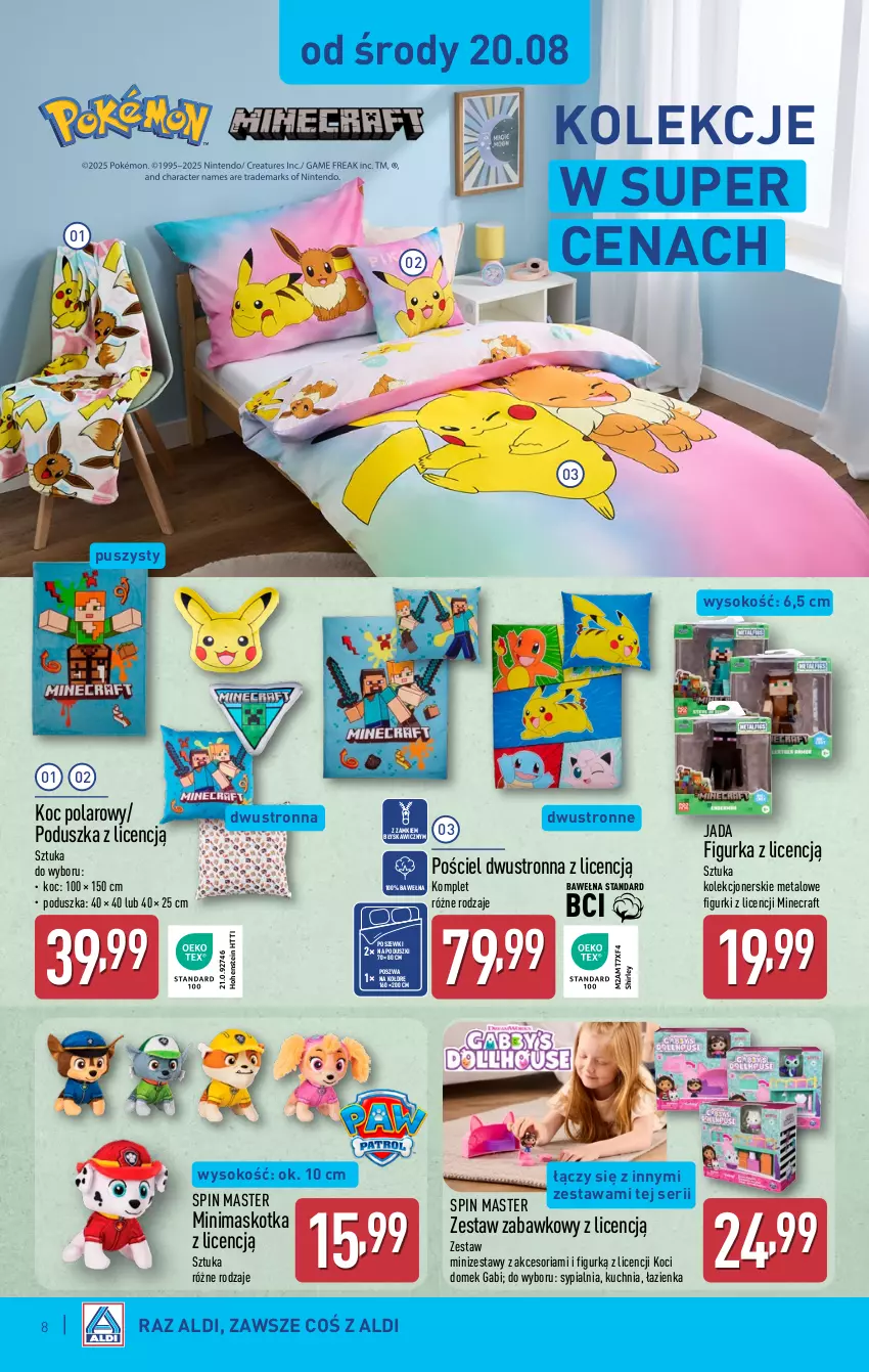 Gazetka promocyjna Aldi - Artykuły przemysłowe i tekstylia - ważna 20.08 do 23.08.2025 - strona 8 - produkty: Koc, Kuchnia, Minecraft, Poduszka, Pościel, Pościel dwustronna, Ser, Sok, Sypialnia, Wełna