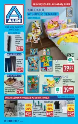 Gazetka promocyjna Aldi - Artykuły przemysłowe i tekstylia - Gazetka - ważna od 23.08 do 23.08.2025 - strona 1 - produkty: Krzesło ogrodowe, Koc, Pościel, Buty, Carrera, Pościel dwustronna, T-shirt, Szynka, Maszynka, Krzesło, Poduszka, Fa