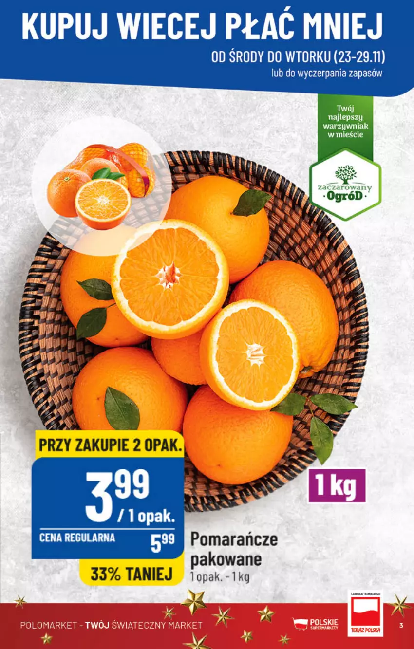 Gazetka promocyjna PoloMarket - Gazetka pomocyjna - ważna 23.11 do 29.11.2022 - strona 3 - produkty: Laur, Pomarańcze