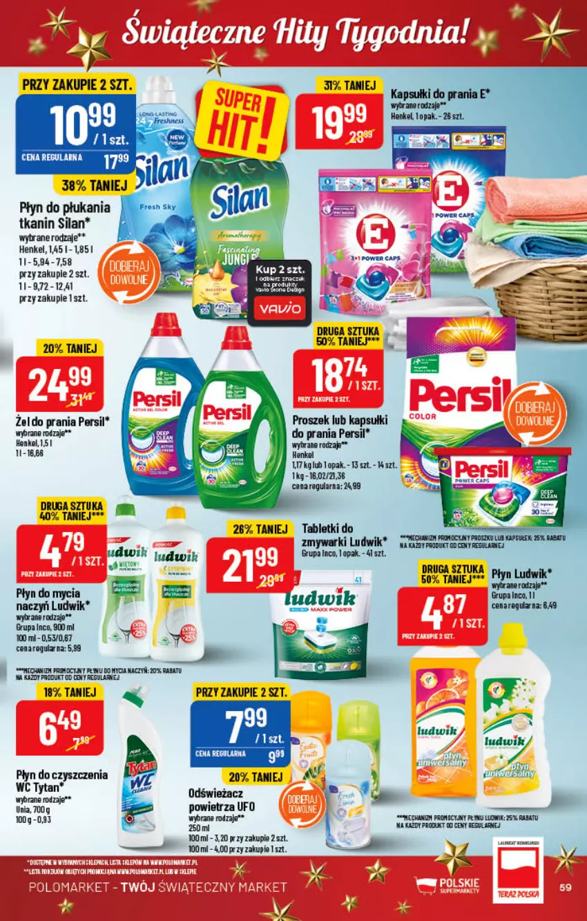 Gazetka promocyjna PoloMarket - Gazetka pomocyjna - ważna 23.11 do 29.11.2022 - strona 59 - produkty: Ludwik, Persil, Płyn do płukania, Silan, Tablet, Zmywarki