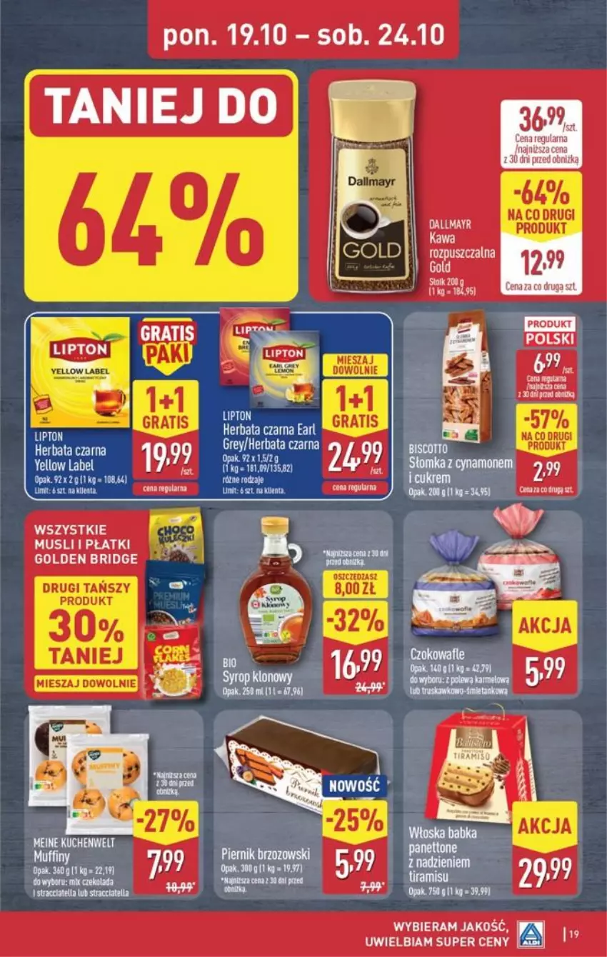 Gazetka promocyjna Aldi - Pełna oferta - ważna 19.10 do 24.10.2026 - strona 19 - produkty: Fa, Gra, Herbata, Herbata czarna, Kakao, Kawa, Lipton, Muffiny, Piernik