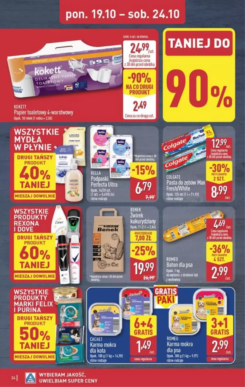 Gazetka promocyjna Aldi - Pełna oferta - ważna 19.10 do 24.10.2026 - strona 24 - produkty: Felix, Kosiarka, Papier, Papier toaletowy, Pur, Purina, Rexona