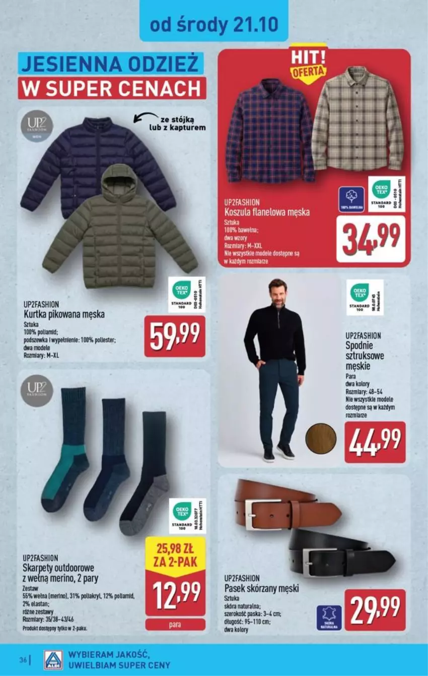 Gazetka promocyjna Aldi - Pełna oferta - ważna 19.10 do 24.10.2026 - strona 36 - produkty: Fa, Karp, Kurtka, Pasek, Spodnie, Spodnie sztruksowe