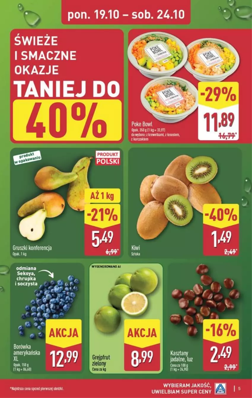 Gazetka promocyjna Aldi - Pełna oferta - ważna 19.10 do 24.10.2026 - strona 5 - produkty: Borówka, Gruszki