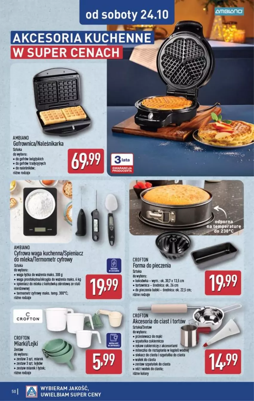 Gazetka promocyjna Aldi - Pełna oferta - ważna 19.10 do 24.10.2026 - strona 50 - produkty: Forma do pieczenia, Gofrownica, LG, Miseczka, Piec, Szpatułka, Termometr, Waga, Wałek