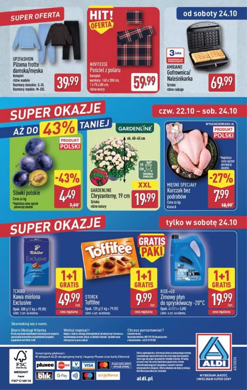 Gazetka promocyjna Aldi - Pełna oferta - ważna 19.10 do 24.10.2026 - strona 54 - produkty: Biuro, Fa, Gofrownica, Gra, Kawa, Kawa mielona, KOBO, Kurczak, LG, Piżama, Por