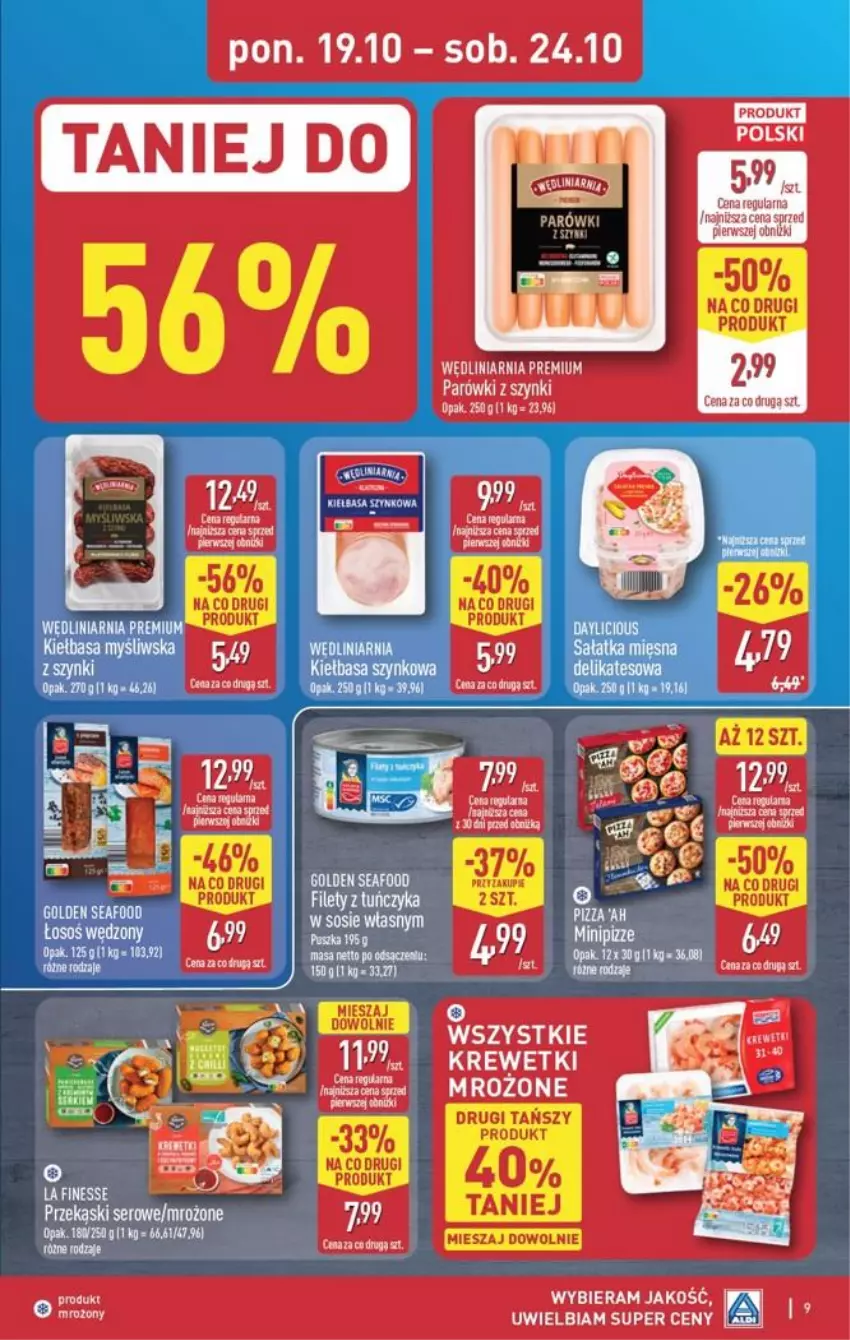 Gazetka promocyjna Aldi - Pełna oferta - ważna 19.10 do 24.10.2026 - strona 9 - produkty: Fa, Golden Seafood, Parówki, Parówki z szynki, Pizza, Ser