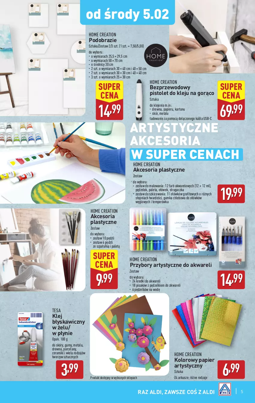 Gazetka promocyjna Aldi - Artykuły przemysłowe i tekstylia - ważna 29.01 do 01.02.2025 - strona 5 - produkty: Chleb, Fa, Gra, Klej, Obraz, Paleta, Papier, Pistolet, Por, Top, Zestaw do malowania