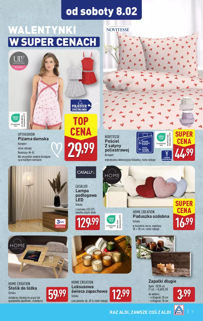 Gazetka promocyjna Aldi - Artykuły przemysłowe i tekstylia - ważna 29.01 do 01.02.2025 - strona 7 - produkty: Fa, HP, Lampa, Lampa podłogowa, Piżama, Poduszka, Pościel, Poszewka, Ser, Stolik, Top