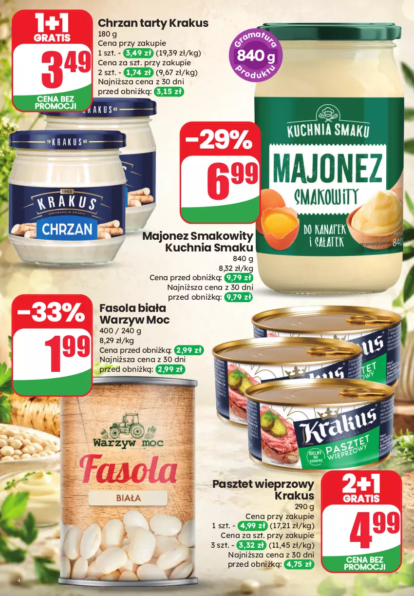 Gazetka promocyjna Dino - Weekendowe okazje - ważna 17.07 do 18.07.2026 - strona 4 - produkty: Chrzan, Fa, Fasola, Gra, Krakus, Kuchnia, Majonez, Pasztet