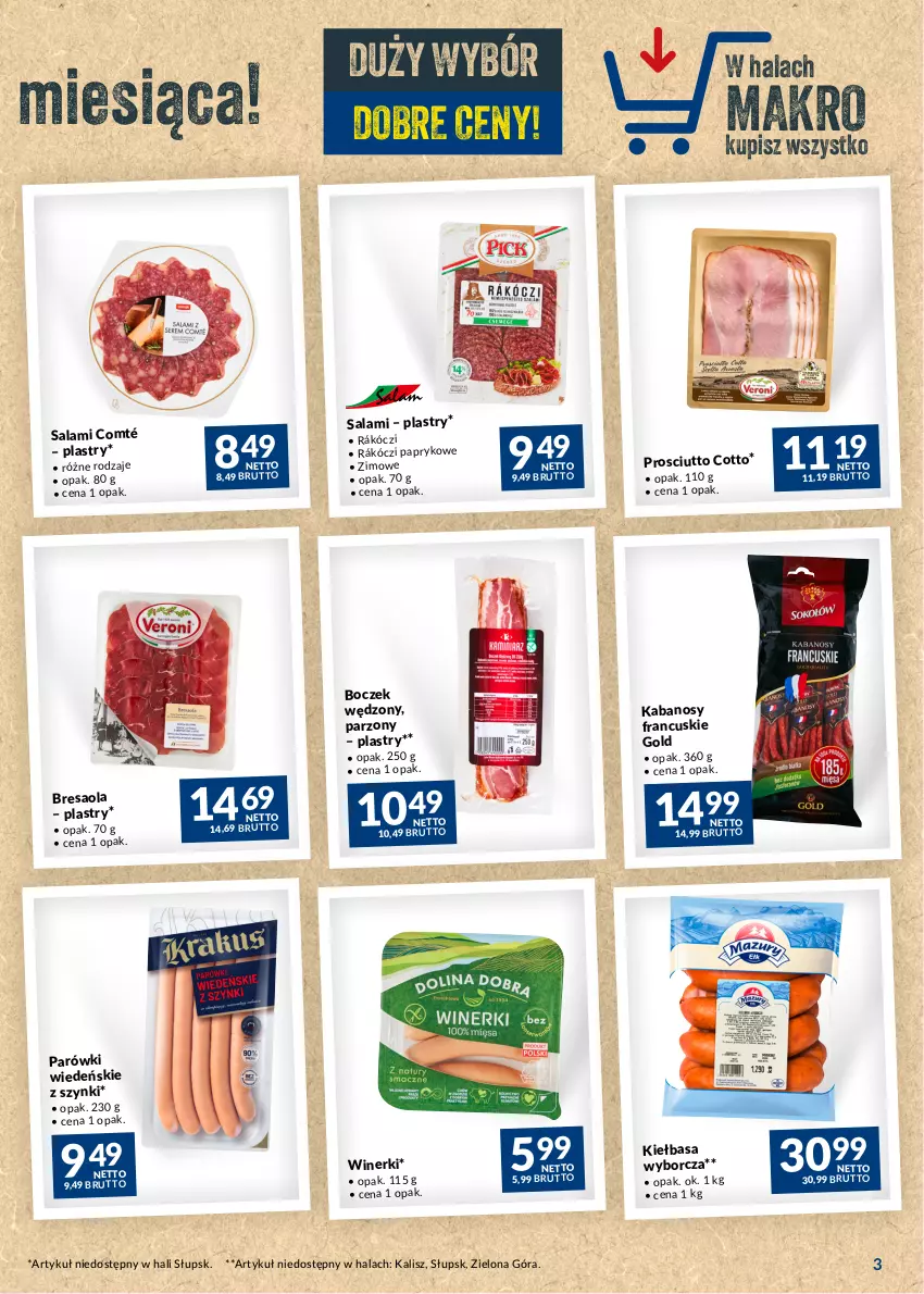 Gazetka promocyjna Makro - Najlepsze oferty - oferta z alkoholem - ważna 04.04 do 30.04.2023 - strona 3 - produkty: Boczek, Bresaola, Kabanos, Kiełbasa, Parówki, Prosciutto, Salami