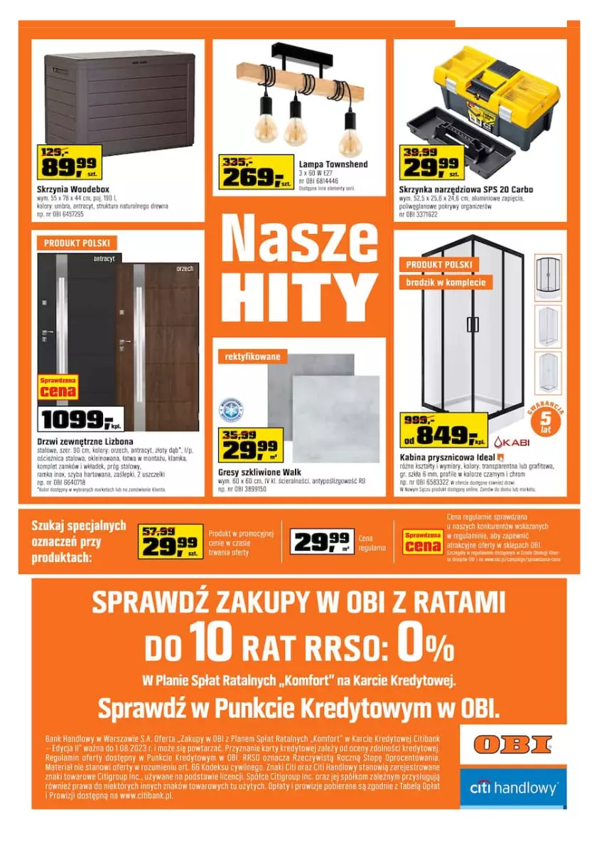 Gazetka promocyjna Obi - Gazetka OBI - ważna 01.09 do 14.09.2021 - strona 16 - produkty: Drzwi, Drzwi zewnętrzne, Gra, Gres, Kabina prysznicowa, Klamka, Lampa, Tran