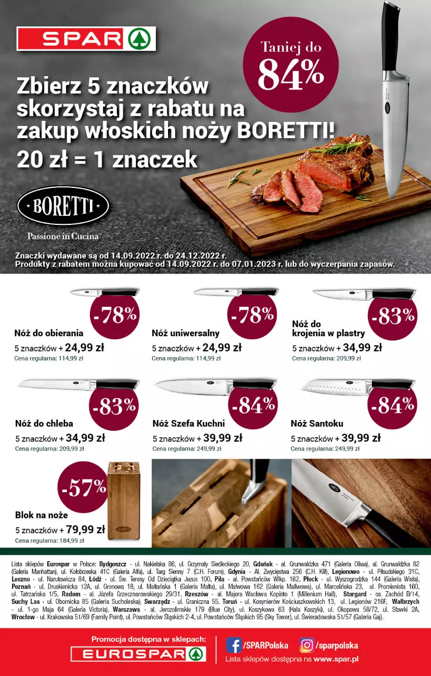 Gazetka promocyjna Spar - EuroSpar - ważna 11.09 do 21.09.2022 - strona 16 - produkty: Blok na noże, Chleb, Dzieci, Fa, Gra, Kosz, Noż, Nóż do chleba, Nóż szefa kuchni, Nóż uniwersalny, Oliwa, Rum