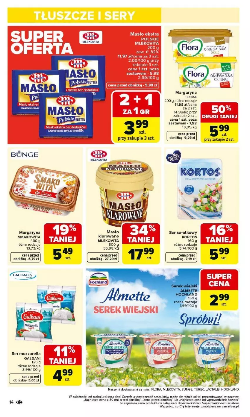 Gazetka promocyjna Carrefour - Gazetka Carrefour, Market od poniedziałku! - ważna 02.03 do 07.03.2026 - strona 16 - produkty: Fa, Flora, Galbani, Gin, Hochland, Margaryna, Mleko, Mlekovita, Mozzarella, Sałat, Ser