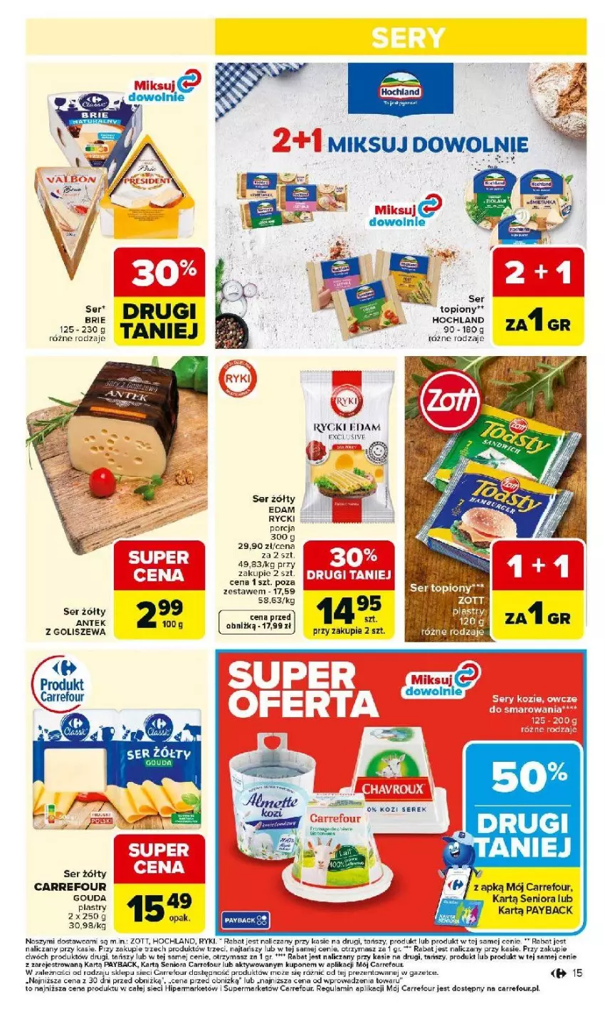 Gazetka promocyjna Carrefour - Gazetka Carrefour, Market od poniedziałku! - ważna 02.03 do 07.03.2026 - strona 17 - produkty: Brie, Edam, Fa, Gouda, Gouda plastry, Hochland, Rycki Edam, Ser, Ser topiony, Serek, Top