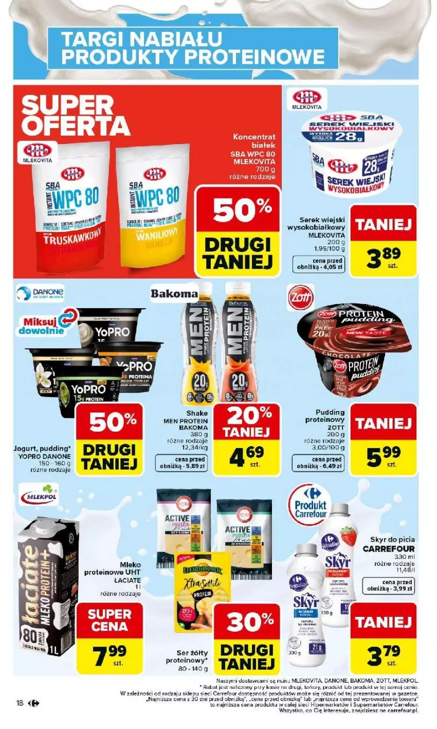 Gazetka promocyjna Carrefour - Gazetka Carrefour, Market od poniedziałku! - ważna 02.03 do 07.03.2026 - strona 20 - produkty: Bakoma, Danone, Fa, Jogurt, Mleko, Mlekovita, Pudding, Ser, Serek, Serek wiejski, Zott
