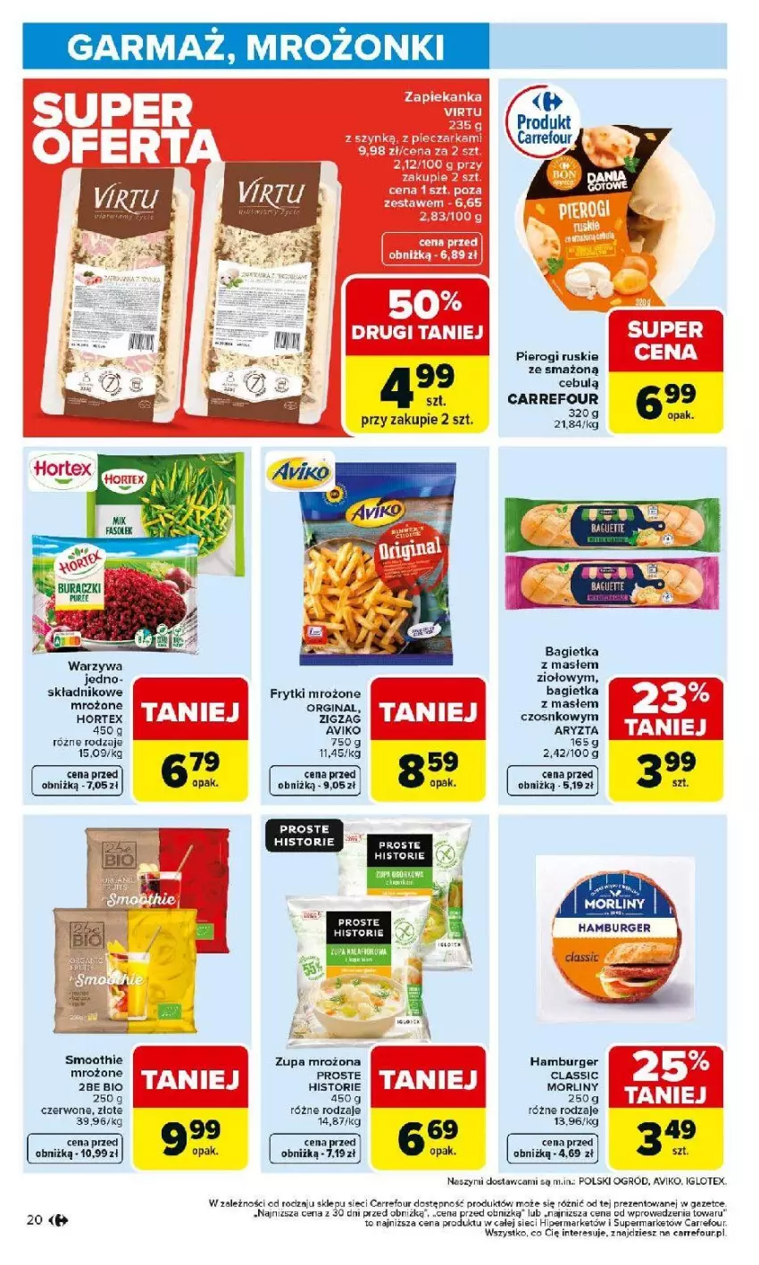 Gazetka promocyjna Carrefour - Gazetka Carrefour, Market od poniedziałku! - ważna 02.03 do 07.03.2026 - strona 22 - produkty: Bagietka, Burger, Frytki, Gin, Hamburger, Hortex, Ogród, Pierogi, Zupa