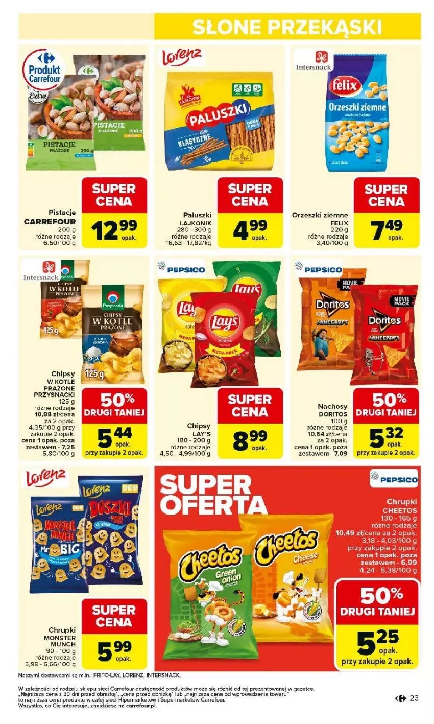 Gazetka promocyjna Carrefour - Gazetka Carrefour, Market od poniedziałku! - ważna 02.03 do 07.03.2026 - strona 25 - produkty: Chipsy, Chrupki, Fa, Felix, Lajkonik, LG, Lorenz, Monster Munch, Orzeszki, Orzeszki ziemne, Pepsi, Przysnacki