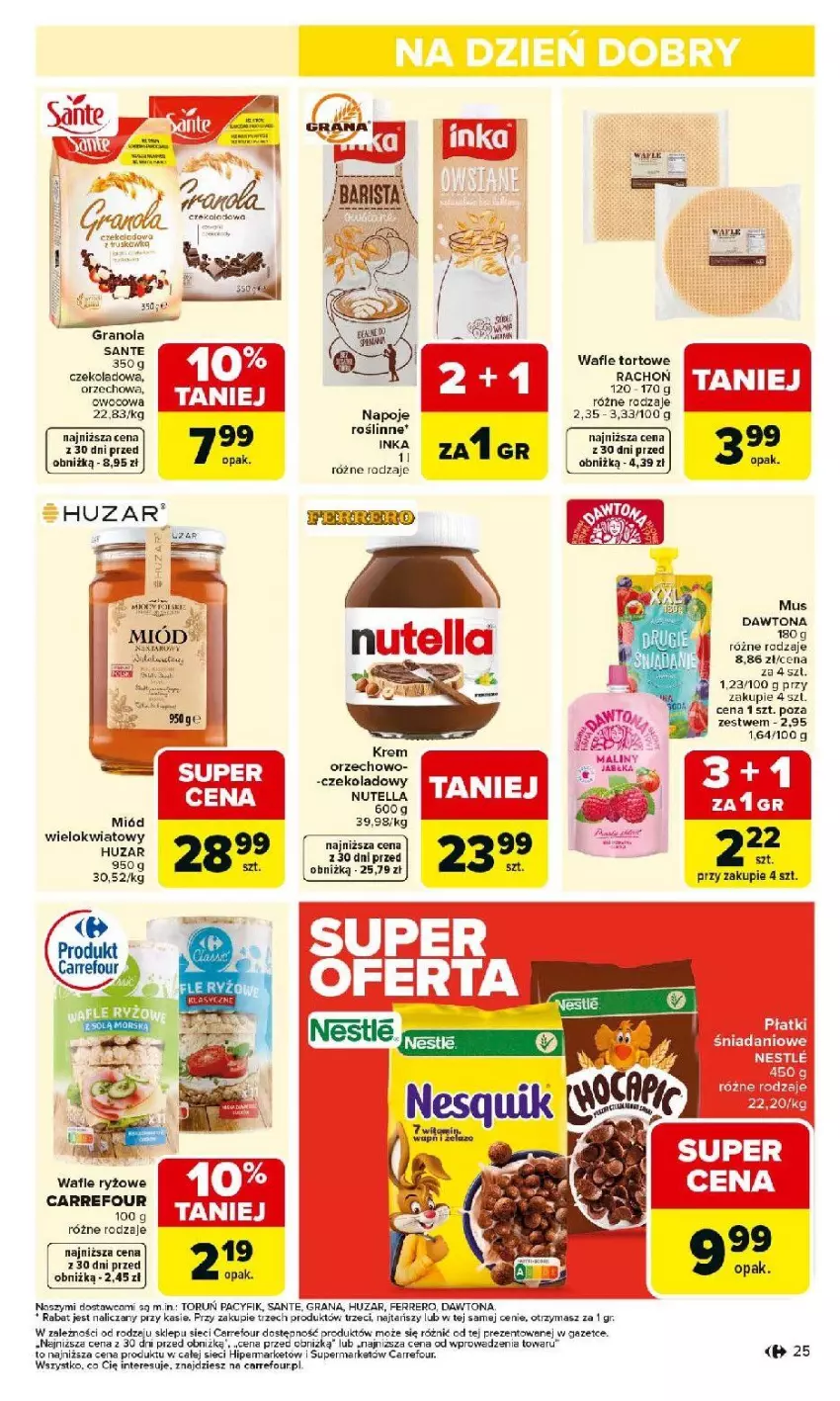 Gazetka promocyjna Carrefour - Gazetka Carrefour, Market od poniedziałku! - ważna 02.03 do 07.03.2026 - strona 27 - produkty: Dawtona, Fa, Ferrero, Gra, Granola, HP, Inka, Miód, Mus, Napoje, Ryż, Sante, Wafle, Wafle tortowe