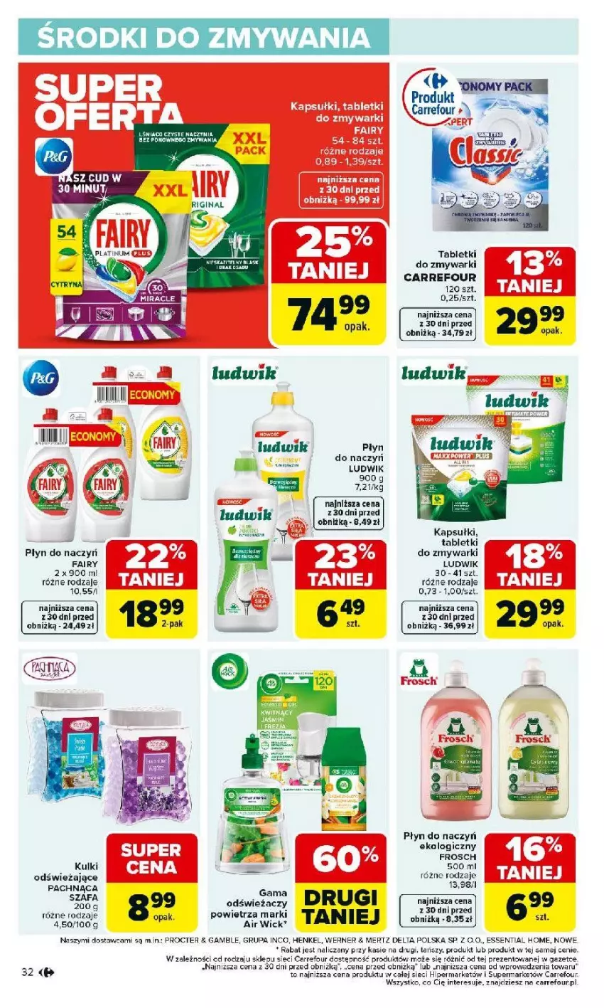 Gazetka promocyjna Carrefour - Gazetka Carrefour, Market od poniedziałku! - ważna 02.03 do 07.03.2026 - strona 34 - produkty: Air Wick, Fa, Fairy, Frosch, Ludwik, Tablet, Zmywarki
