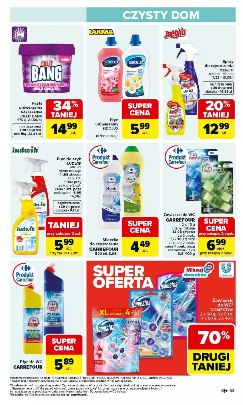 Gazetka promocyjna Carrefour - Gazetka Carrefour, Market od poniedziałku! - ważna 02.03 do 07.03.2026 - strona 35 - produkty: Domestos, Fa, Ludwik, Mleczko, Płyn do wc, Sidolux, Spray do czyszczenia, Zawieszki