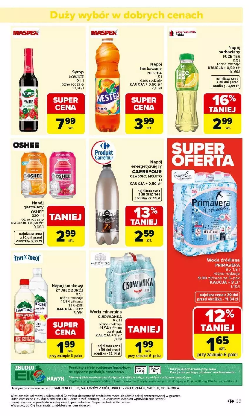 Gazetka promocyjna Carrefour - Gazetka Carrefour, Market od poniedziałku! - ważna 02.03 do 07.03.2026 - strona 37 - produkty: Coca-Cola, Fa, LANA, Napój, Nestea, Oshee, Prima, Primavera, Syrop, Woda, Woda zrodlana