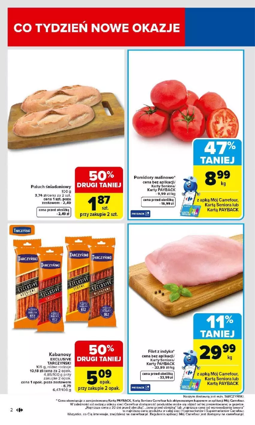 Gazetka promocyjna Carrefour - Gazetka Carrefour, Market od poniedziałku! - ważna 02.03 do 07.03.2026 - strona 4 - produkty: Danio, Fa, Kabanos, Pomidory, Ryba, Tarczyński