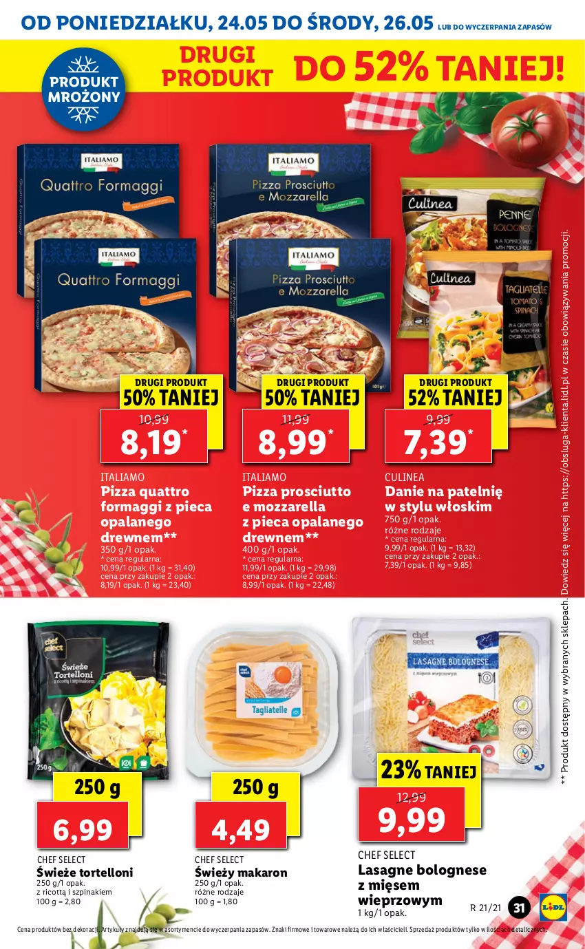 Gazetka promocyjna Lidl - GAZETKA - ważna 24.05 do 26.05.2021 - strona 31 - produkty: Lasagne, Lasagne bolognese, Maggi, Makaron, Mozzarella, Piec, Pizza, Prosciutto, Szpinak, Tortelloni