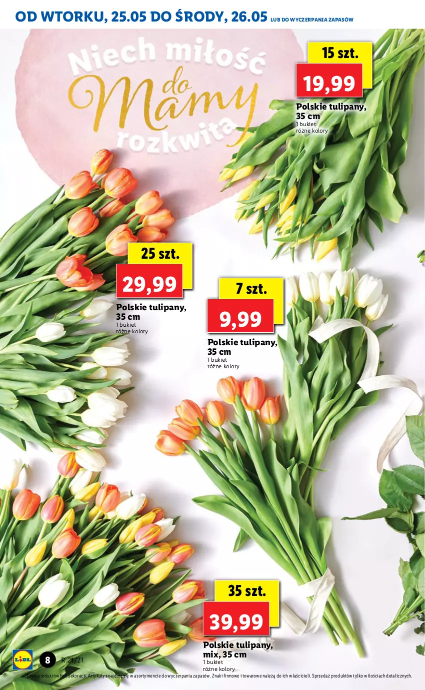 Gazetka promocyjna Lidl - GAZETKA - ważna 24.05 do 26.05.2021 - strona 8 - produkty: Bukiet, Tulipan