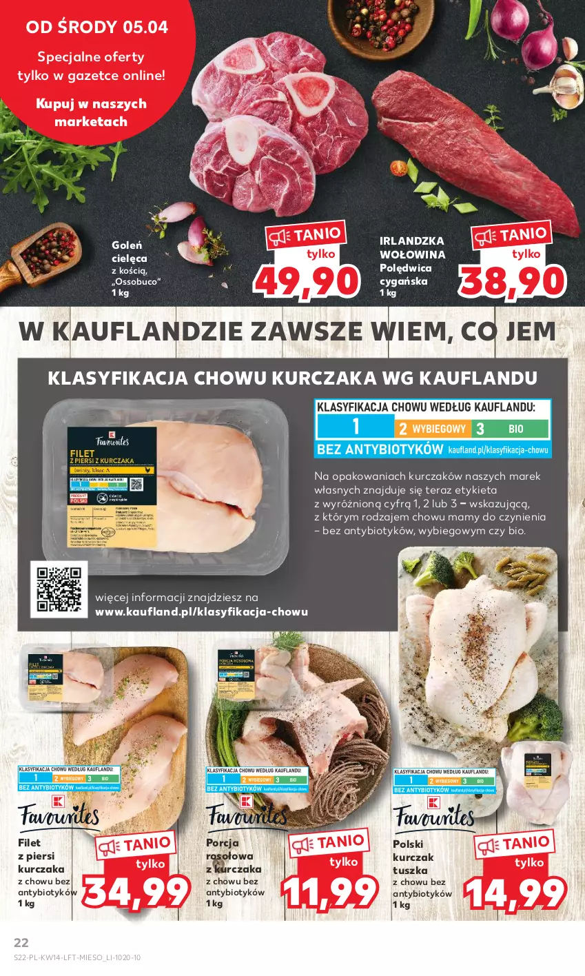 Gazetka promocyjna Kaufland - 5 kwietnia - ważna 05.04 do 12.04.2023 - strona 22 - produkty: Filet z piersi kurczaka, Kurczak, Polędwica, Por, Tera, Tusz, Wołowina