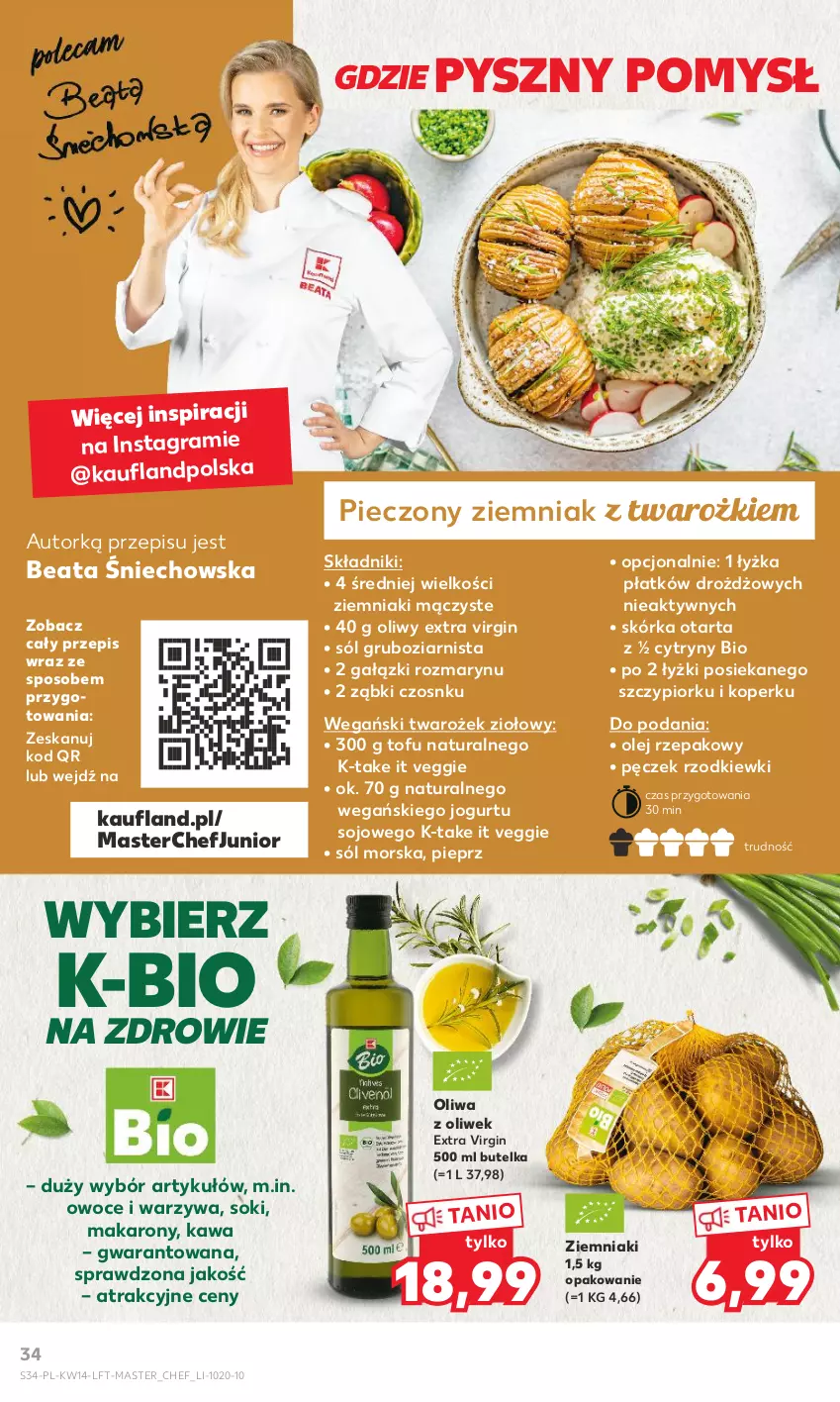 Gazetka promocyjna Kaufland - 5 kwietnia - ważna 05.04 do 12.04.2023 - strona 34 - produkty: Cytryny, Gin, Gra, Jogurt, Kawa, Makaron, Olej, Olej rzepakowy, Oliwa, Oliwa z oliwek, Owoce, Piec, Pieprz, Sok, Sól, Tarta, Tofu, Warzywa, Zdrowie, Ziemniaki