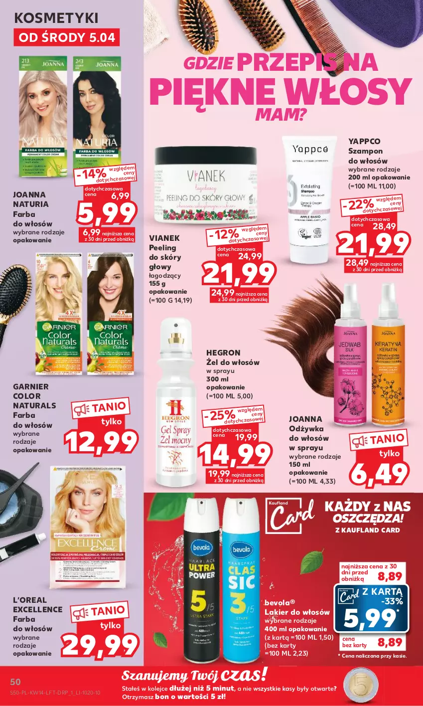 Gazetka promocyjna Kaufland - 5 kwietnia - ważna 05.04 do 12.04.2023 - strona 50 - produkty: Fa, Farba do włosów, Garnier, Hegron, Joanna, Lakier, Lakier do włosów, Odżywka, Olej, Peeling, Szampon