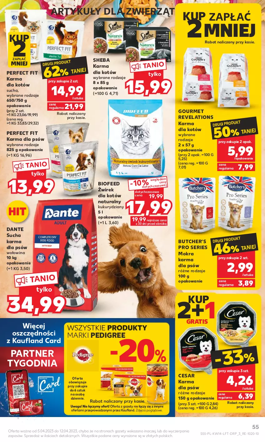 Gazetka promocyjna Kaufland - 5 kwietnia - ważna 05.04 do 12.04.2023 - strona 55 - produkty: Gra, Mokra karma, Pedigree, Ser, Sheba, Sucha karma, Waga, Wołowina