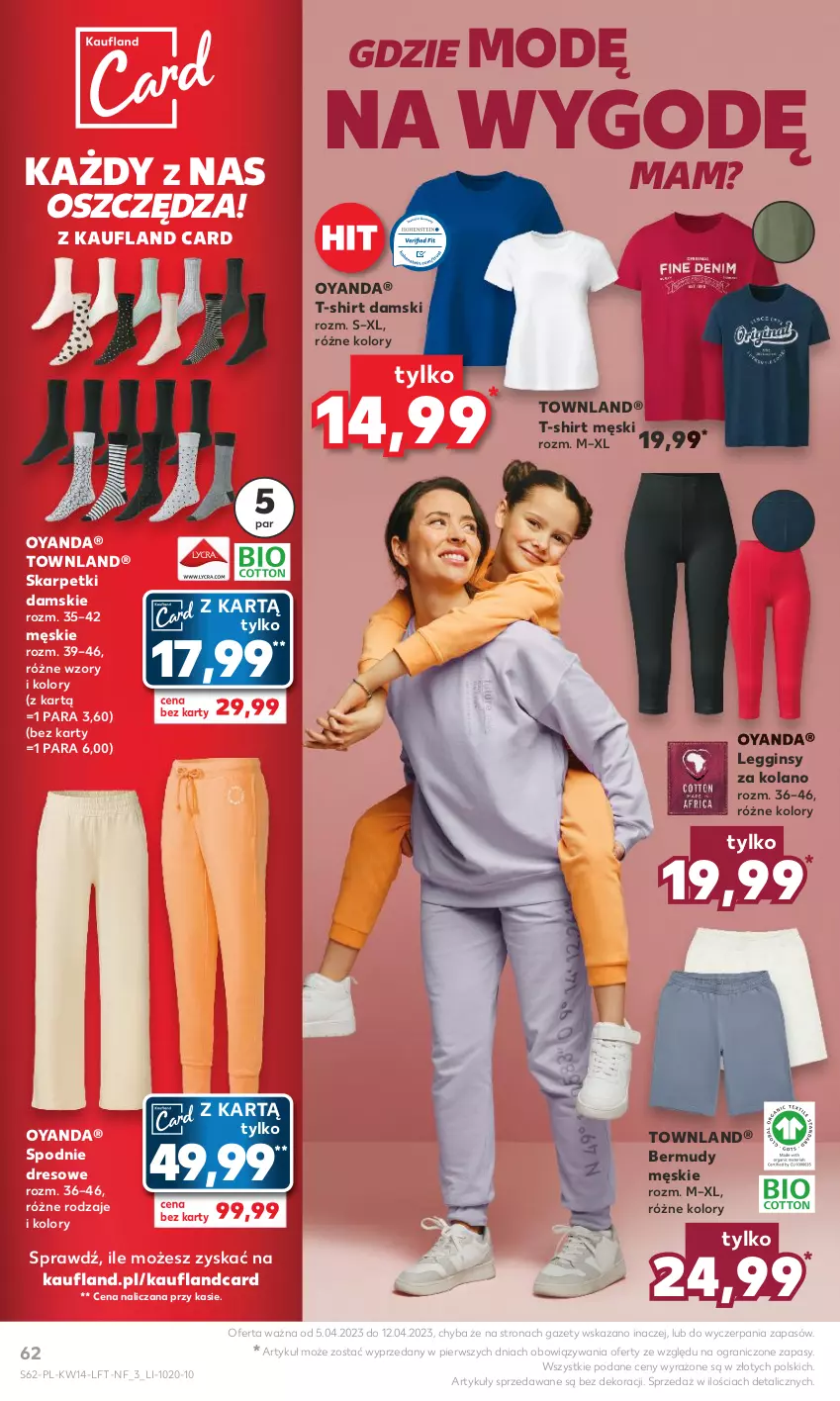 Gazetka promocyjna Kaufland - 5 kwietnia - ważna 05.04 do 12.04.2023 - strona 62 - produkty: Bermudy, Dres, Gin, Gra, Karp, Legginsy, Skarpetki, Spodnie, Spodnie dresowe, T-shirt