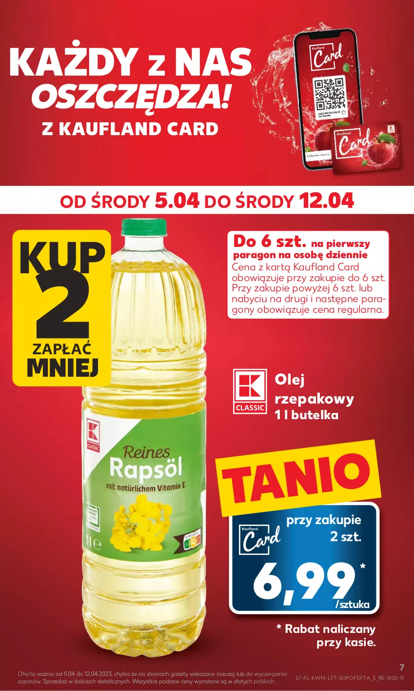 Gazetka promocyjna Kaufland - 5 kwietnia - ważna 05.04 do 12.04.2023 - strona 7 - produkty: Olej, Olej rzepakowy