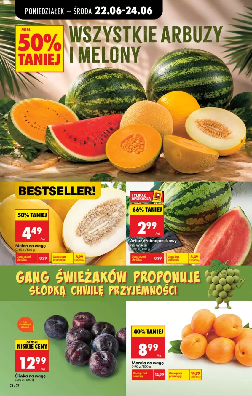 Gazetka promocyjna Biedronka - Od Poniedziałku - ważna 22.06 do 28.06.2026 - strona 34 - produkty: Arbuz, Melon, Morela