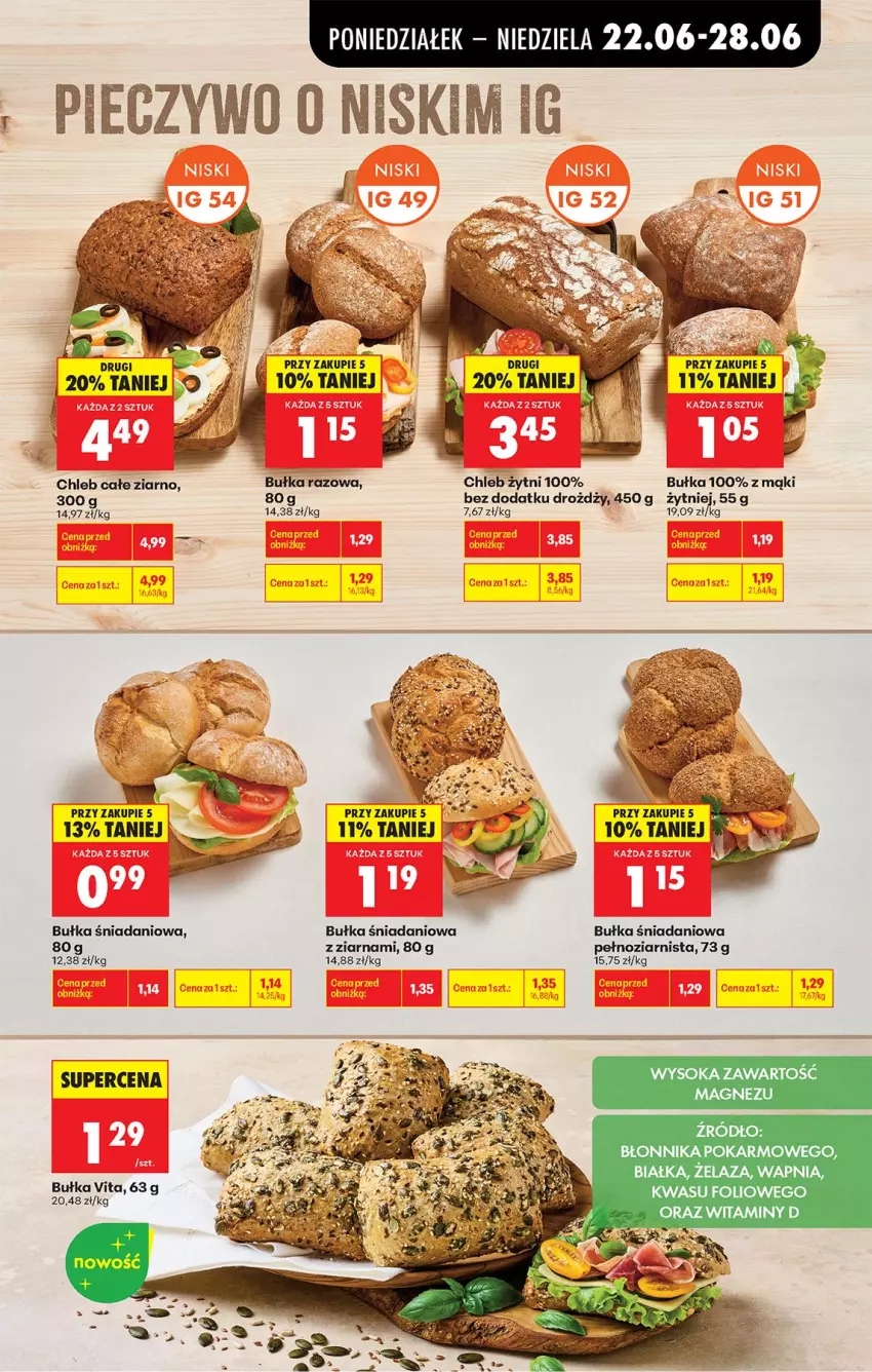 Gazetka promocyjna Biedronka - Od Poniedziałku - ważna 22.06 do 28.06.2026 - strona 45 - produkty: Bułka, Chleb, Danio, Magnez, Sok