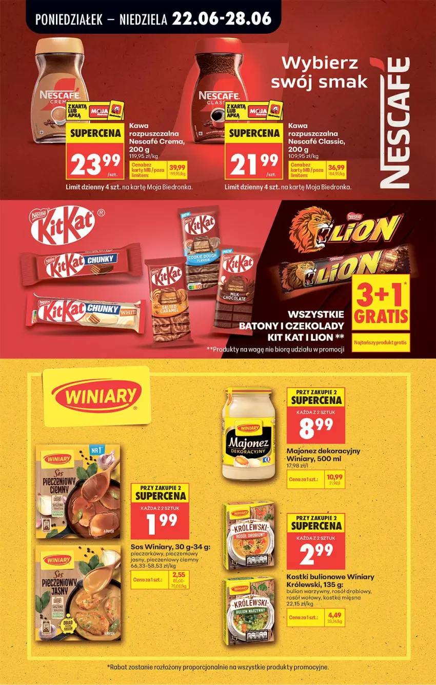 Gazetka promocyjna Biedronka - Od Poniedziałku - ważna 22.06 do 28.06.2026 - strona 69 - produkty: Baton, Kawa, Kawa rozpuszczalna, Kit Kat, Lion